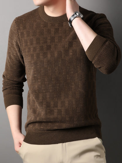 gbolsos  Winter New Men's Casual Sweater Round Neck Plus Thick Base Warm Sweater Best Sellers