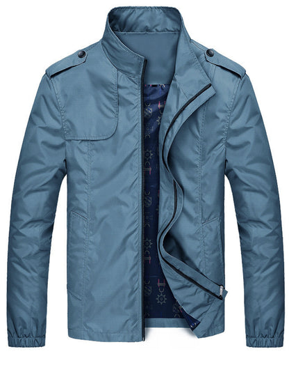 gbolsos  Plus Size Men's Windproof Zip Up Jacket Coat With Stand Collar, Oversized Clothing For Big And Tall Guys