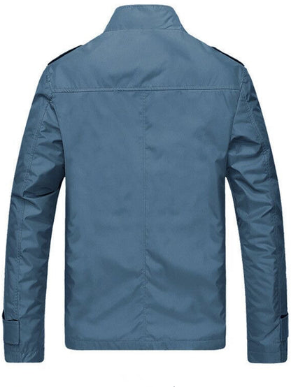 gbolsos  Plus Size Men's Windproof Zip Up Jacket Coat With Stand Collar, Oversized Clothing For Big And Tall Guys