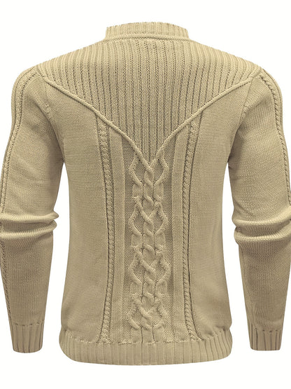 gbolsos  Fashionable Men's Solid Color Knit Sweater Plus Size Male's Pullover Sweater For Autumn And Winter, Leisurewear For Big And Tall Guys
