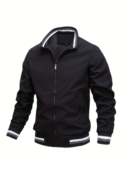 gbolsos  Men's Casual Zipper Long Sleeve Stand Collar Pockets Jackets For Fall & Winter