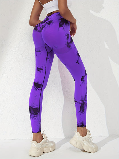 gbolsosRandom Print Leggings, High Waist Sports Casual Leggings, Women's Clothing