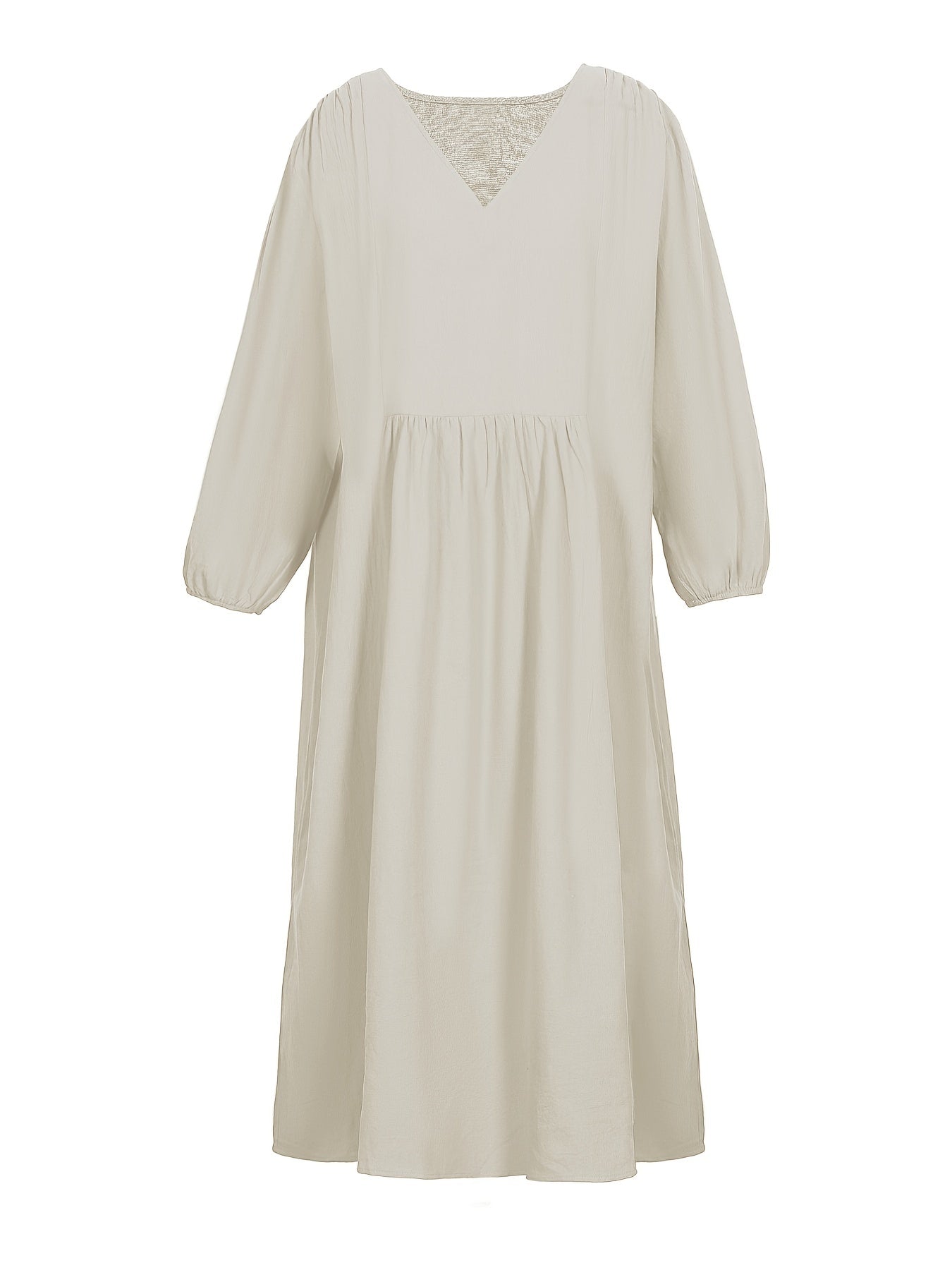 gbolsos  Long Sleeve Loose Dress, V Neck Casual Dress For Spring & Fall, Women's Clothing