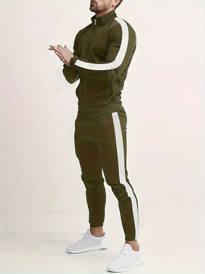 gbolsos  Classic Men's Athletic 2 Piece Tracksuit Set Casual Full-Zip Sweatsuits Long Sleeve Jacket And Jogging Pants Set For Gym Workout Running