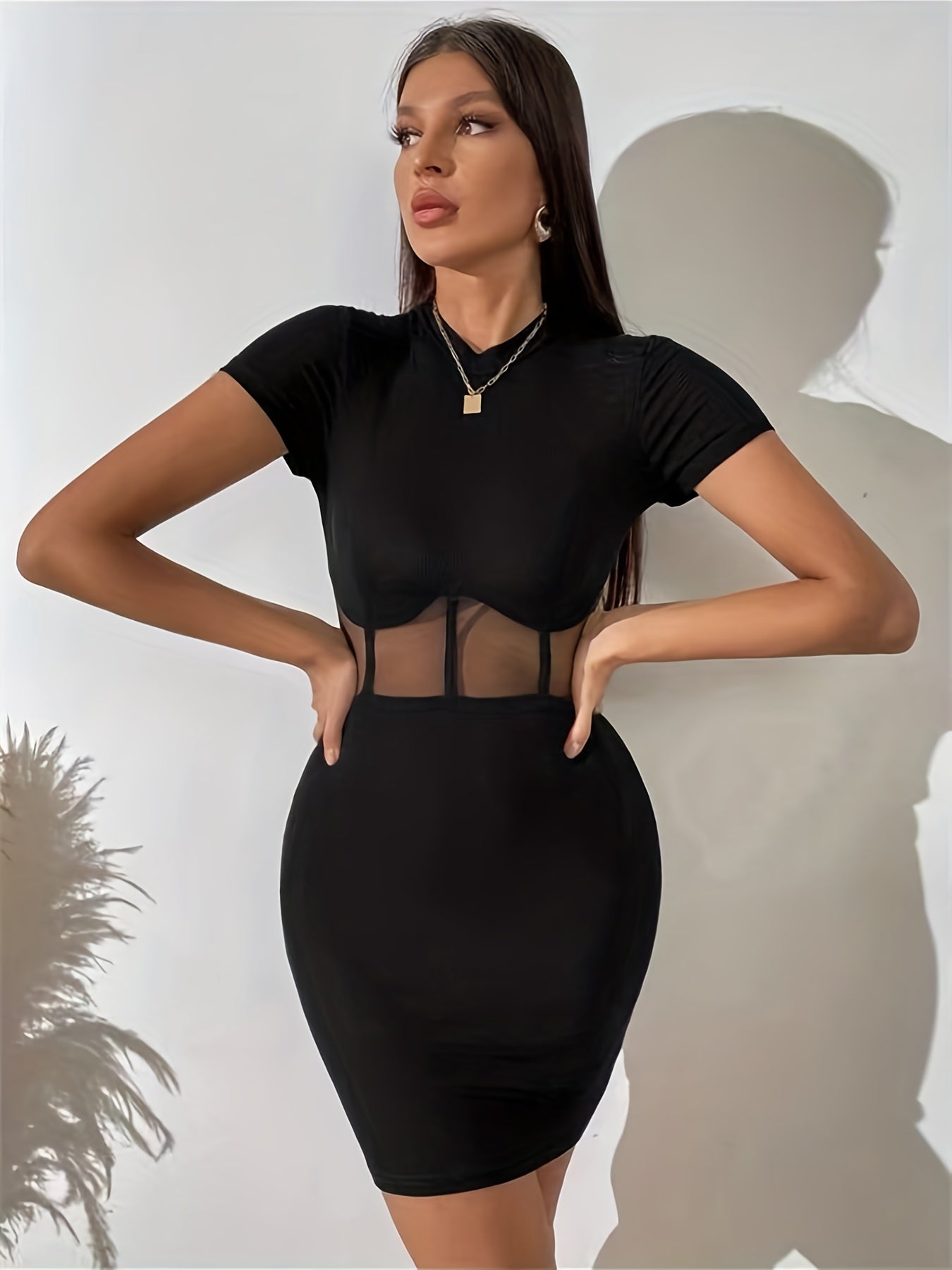 gbolsos  Short Sleeve Sheath Mini Dress, Sexy Party Club Casual Dress, Women's Clothing