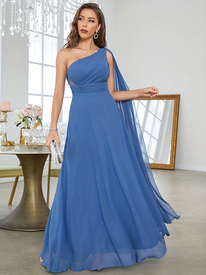 gbolsos  Ruched One Shoulder Bridesmaid Dress, Elegant Dress For Wedding Party, Women's Clothing