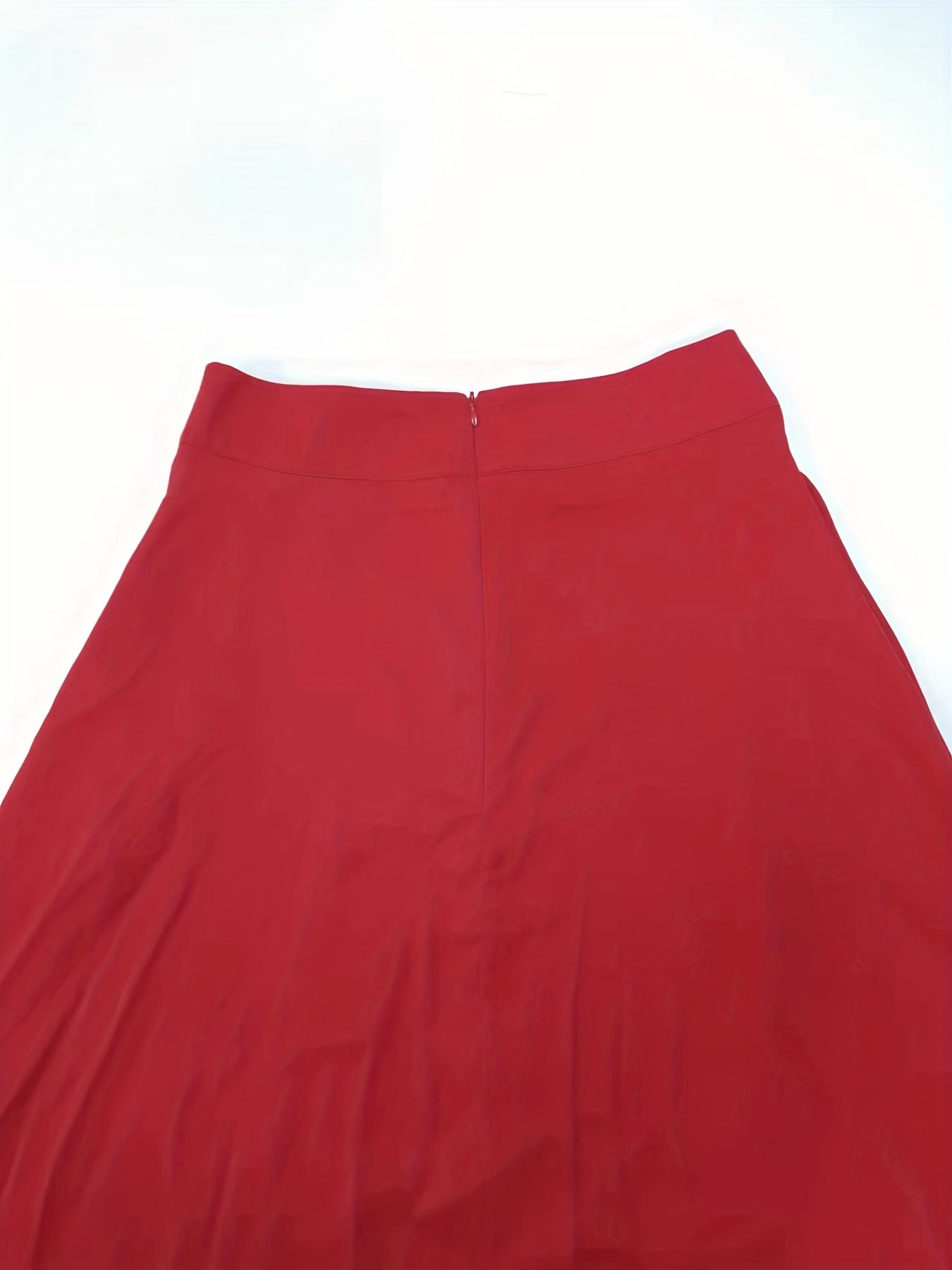 gbolsos  High Waist Pleated Skirts, Casual Zipper Solid Maxi Skirts, Women's Clothing