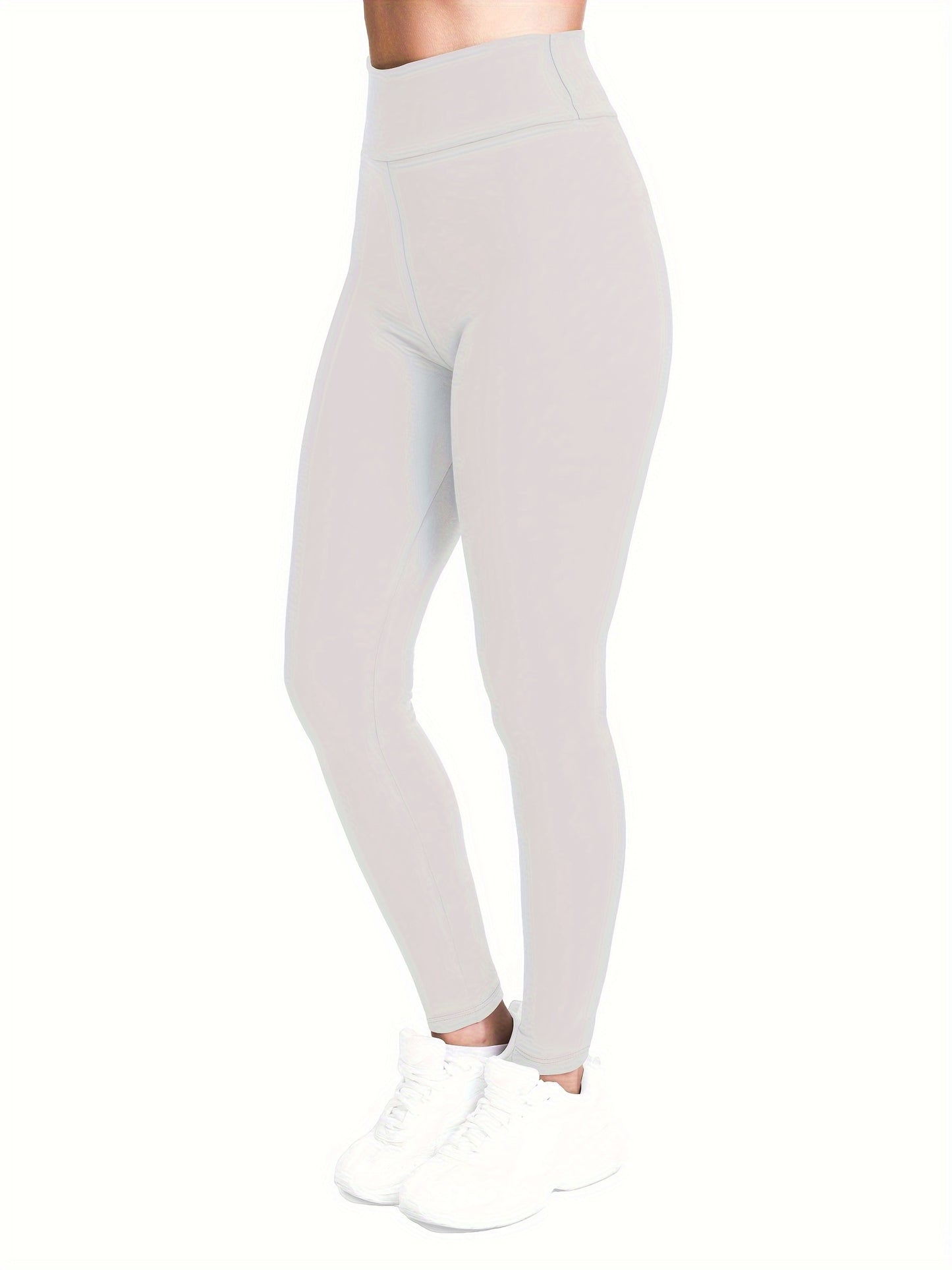 Casual High Waist Bottoms Leggings, Solid Elastic Fashion Long Leggings, Women's Clothing
