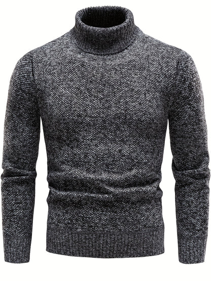 gbolsos  Men's Casual Sweater, Knit Slim Fit Pullover Turtleneck Sweater For Fall & Winter
