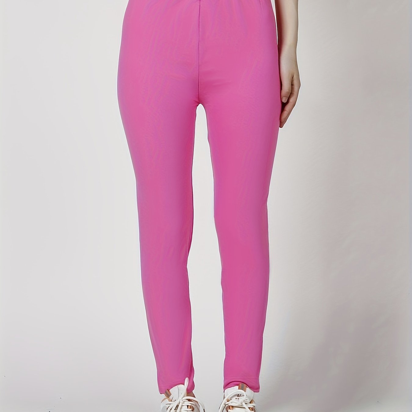 Sexy Solid Simple Leggings, Casual High Waist Elastic Fashion Bottoms Slim Leggings, Women's Clothing