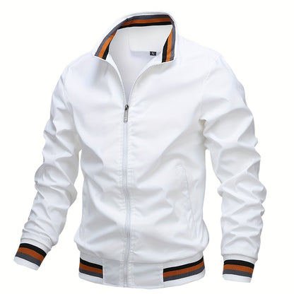 gbolsos  Men's Casual Zipper Long Sleeve Stand Collar Pockets Jackets For Fall & Winter