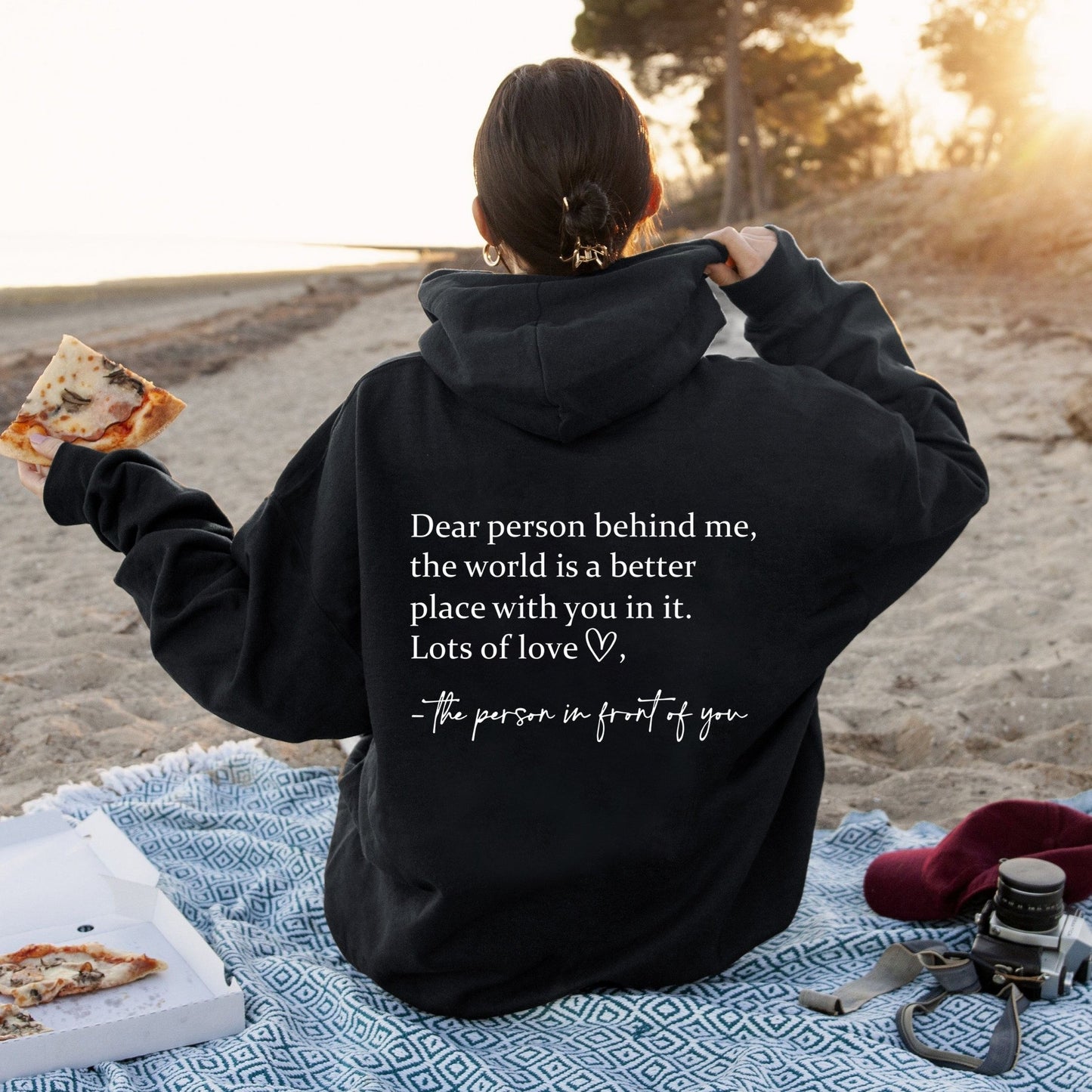 gbolsos  Dear Person Print Hoodies, Long Sleeve Drawstring Sweatshirt For Winter & Fall, Women's Clothing