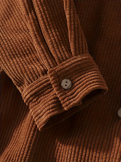 gbolsos  Corduroy Men's Casual Comfy Long Sleeve Hooded Shirt, Men's Fall Winter Color Block Outwear