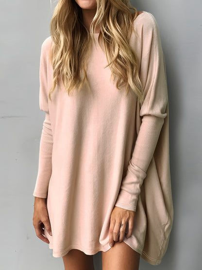 gbolsos  Solid Crew Neck Knitted Pullover Sweater, Casual Long Sleeve Sweater For Fall & Winter, Women's Clothing