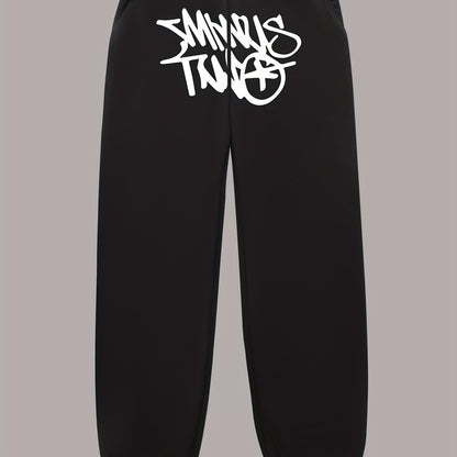 gbolsos Letter Print Drawstring Sweatpants Loose Fit Pants Men's Casual Slightly Stretch Joggers For Men Spring Autumn Running Jogging