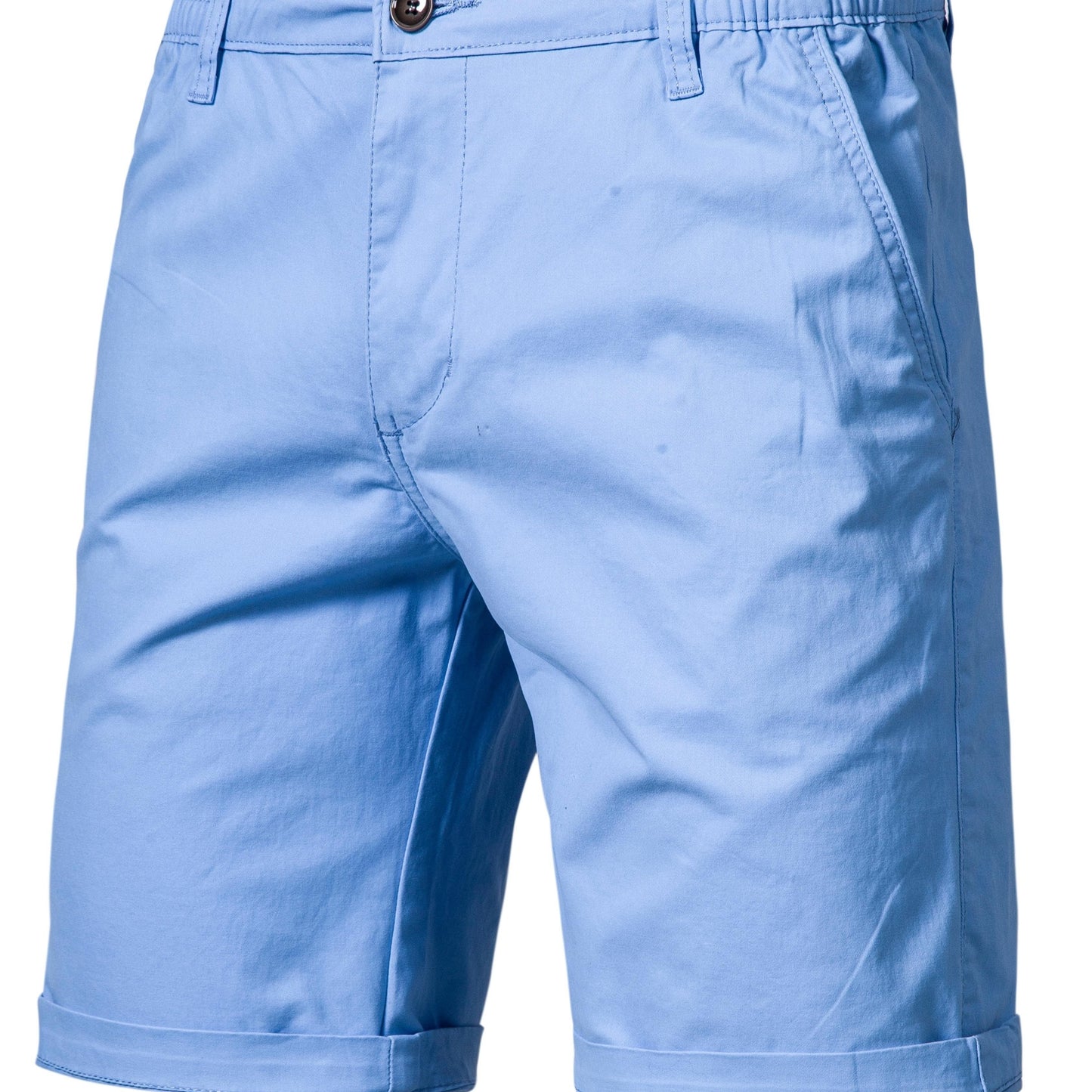 gbolsos   Men's Classic Fit Cotton Twill Flat Front Solid Chino Short With Slant Pockets And Elastic Waist