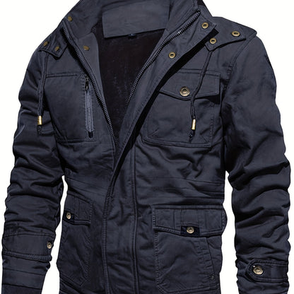 gbolsos  Men's Hooded Military Tactical Jacket Windbreak Fleece Coat
