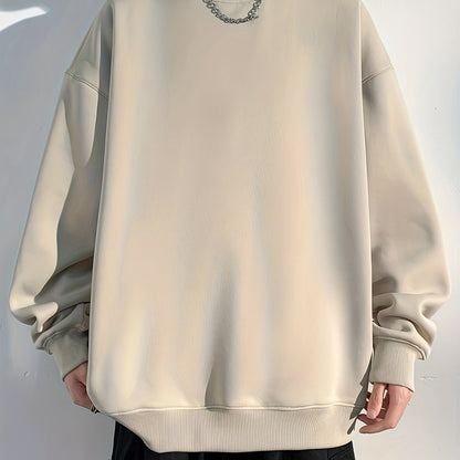 gbolsos Men's Crew Neck Sweatshirt Pullover For Men Solid Sweatshirts For Spring Fall Long Sleeve Tops
