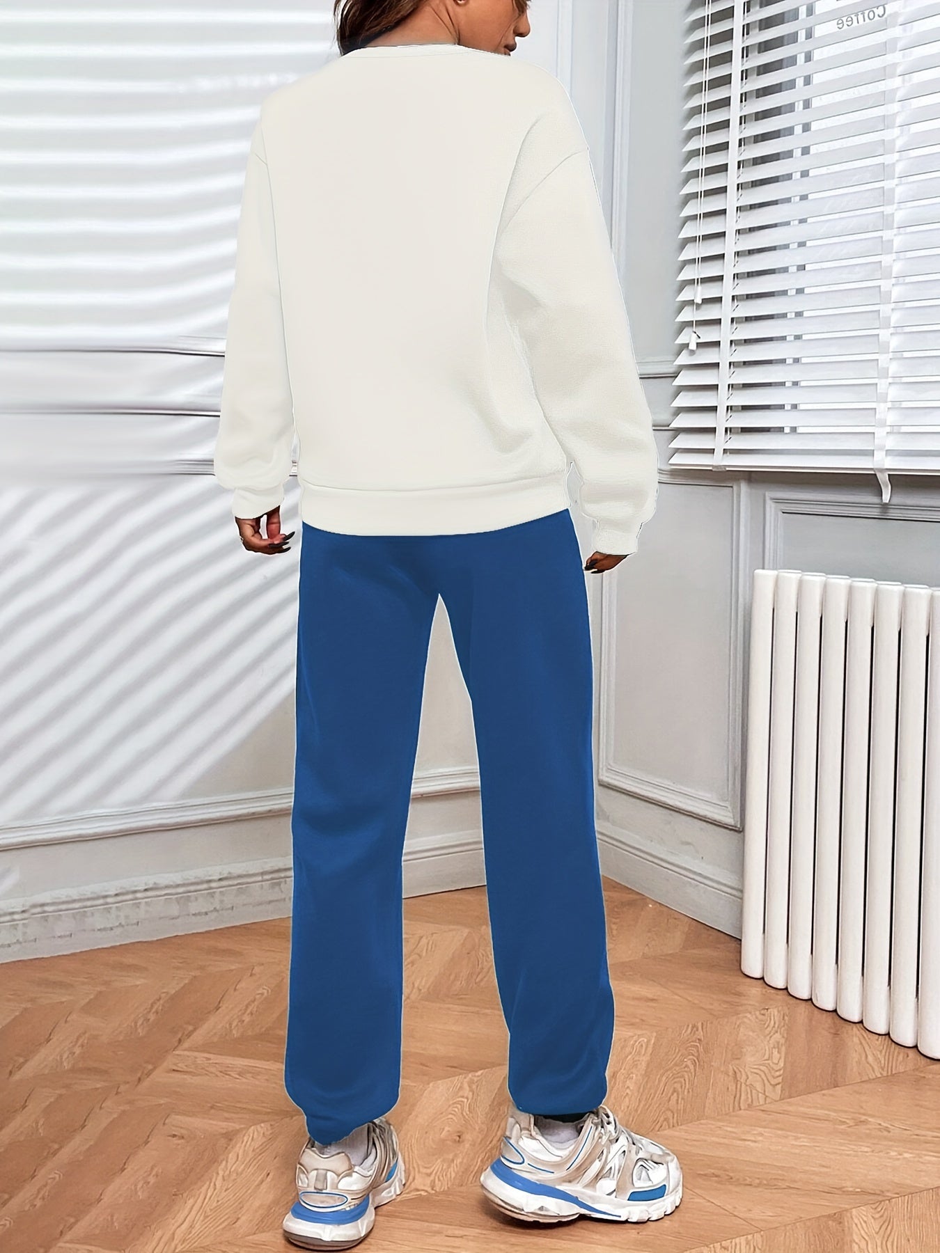 gbolsos  California Print Casual Two-piece Set, Long Sleeve Sweatshirt & Elastic Waist Sweatpants Outfits, Women's Clothing