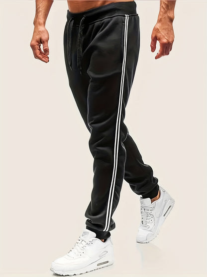 gbolsos Zipper Pocket Joggers, Men's Casual Loose Fit Slightly Stretch Waist Drawstring Pants For The Four Seasons Fitness Cycling