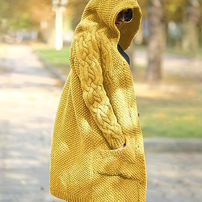 2025 gbolsos  Solid Button Front Hooded Cardigan, Casual Long Sleeve Sweater For Fall & Winter, Women's Clothing