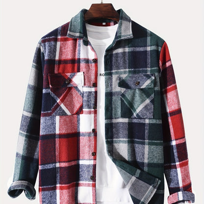 gbolsos  Men's Classic Plaid Shirt Top Turn-Down Collar Long Sleeve Closure Regular Fit Male Casual Shirt For Daily