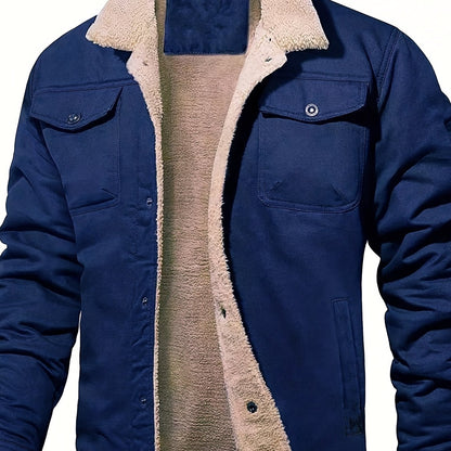 gbolsos  Men's Warm Fleece Cargo Jacket For Fall Winter, Casual Warm Thick Coat For Outdoor Activities