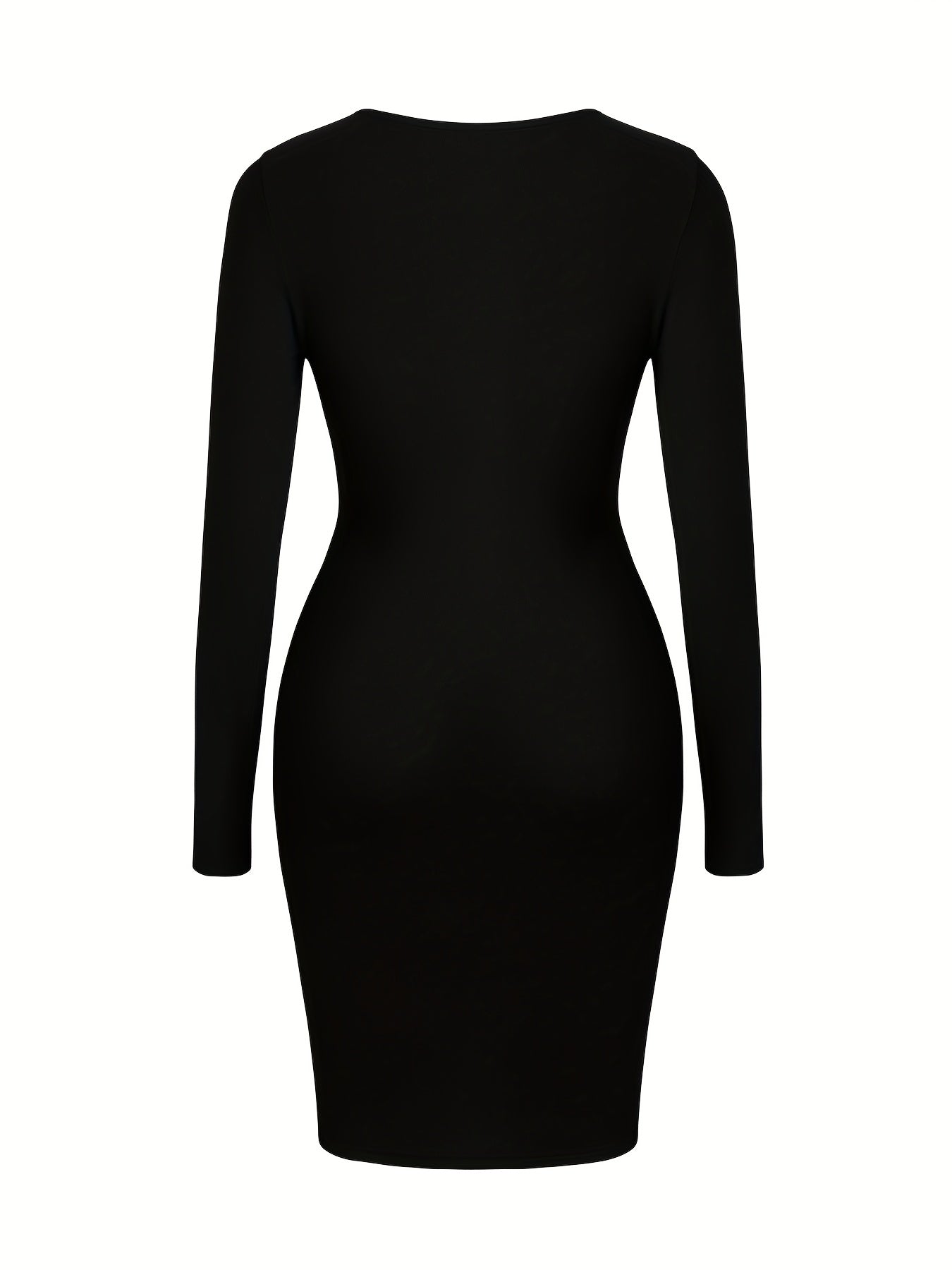gbolsos  Cut Out Split Dress, Sexy Solid Long Sleeve Bodycon Dress, Women's Clothing