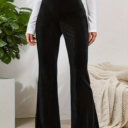 Girls Stretchy Knit High Waist Casual Slim Fit Flare Leg Pants