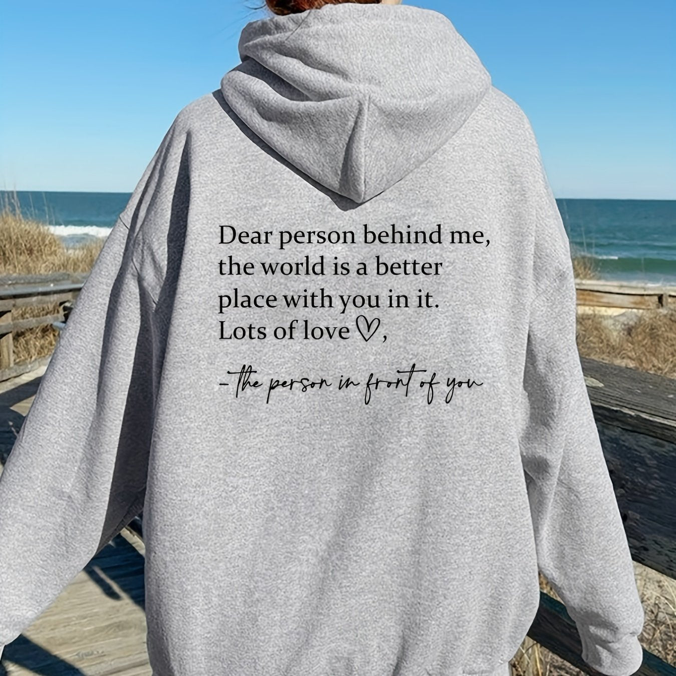 gbolsos  Dear Person Print Hoodies, Long Sleeve Drawstring Sweatshirt For Winter & Fall, Women's Clothing