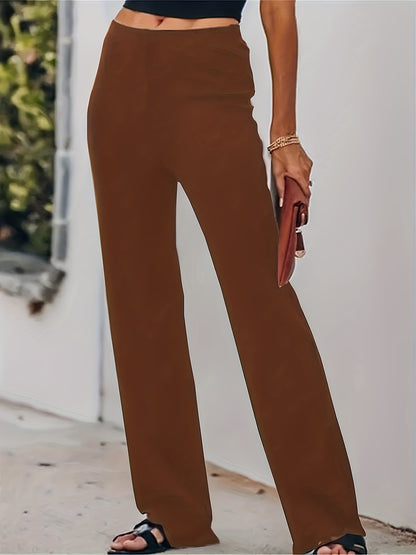 gbolsos  Casual Solid Everday Pants , Straight Leg Fit Pants , Women's Clothing