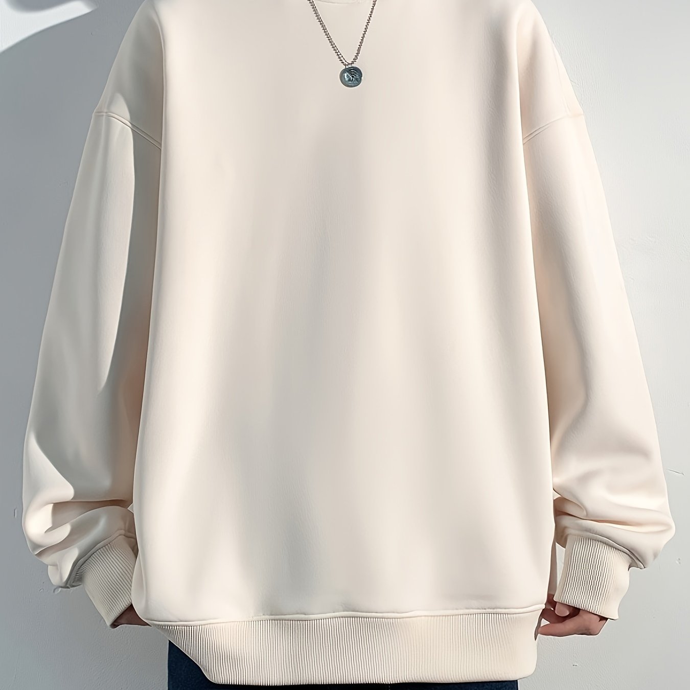 gbolsos Men's Crew Neck Sweatshirt Pullover For Men Solid Sweatshirts For Spring Fall Long Sleeve Tops