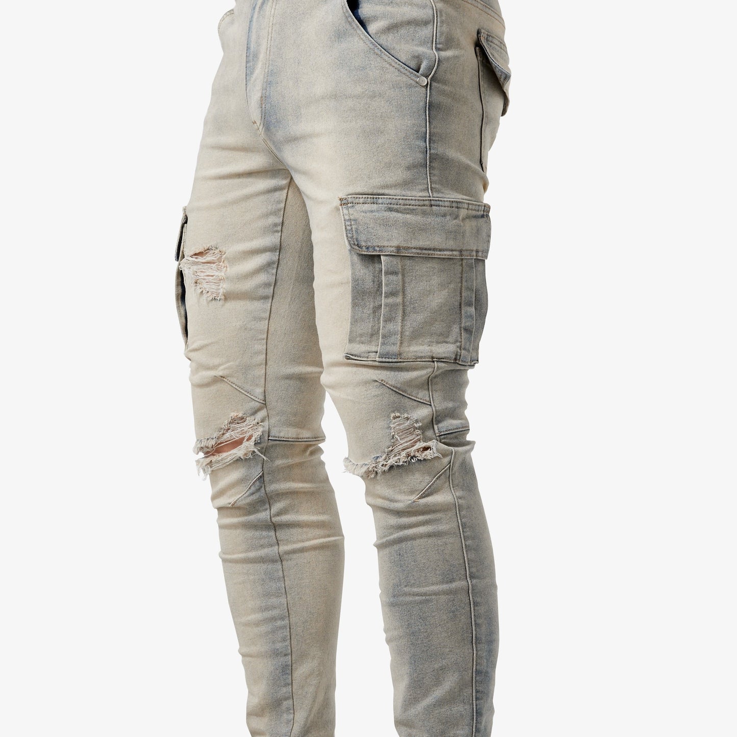 gbolsos  Men's Casual Multi Pocket Jeans, Street Style Medium Stretch Denim Pants