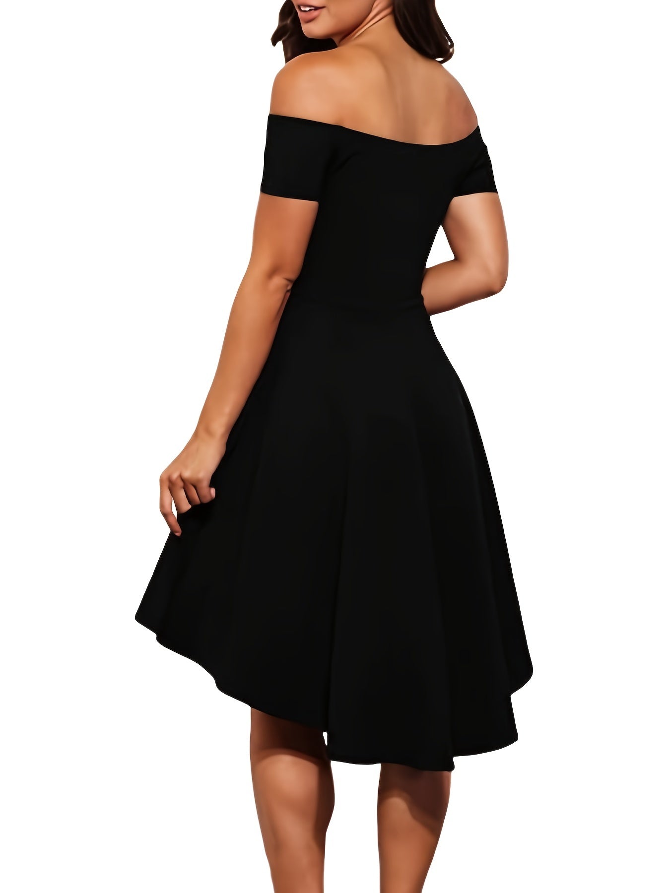 gbolsos  Off Shoulder Elegant Dress, Solid Slim Dress For All Season, Women's Clothing