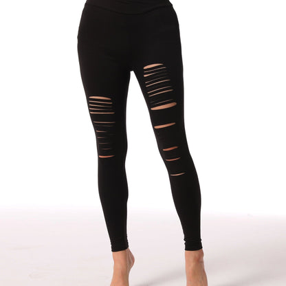 gbolsos  Women's Black Skinny Ripped Yoga Pants for Sports and Fitness - Comfortable and Stylish