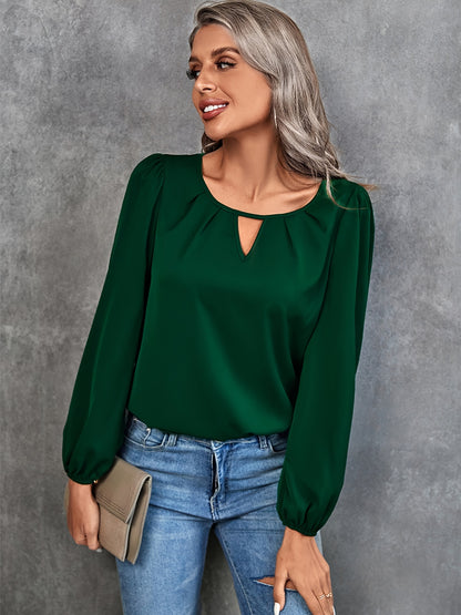 Women's Blouse Solid Classic Casual Gathered Casual Loose Long Sleeve Blouse