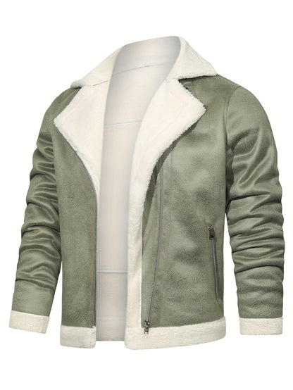 gbolsos  Men's Pu Jacket, Chic Faux Leather Jacket For Fall Winter