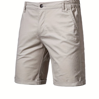 gbolsos   Men's Classic Fit Cotton Twill Flat Front Solid Chino Short With Slant Pockets And Elastic Waist