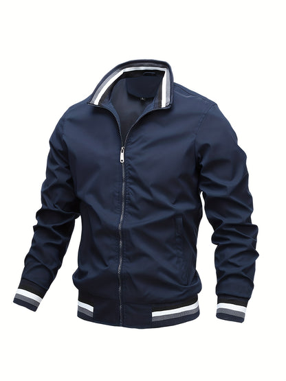 gbolsos  Men's Casual Zipper Long Sleeve Stand Collar Pockets Jackets For Fall & Winter