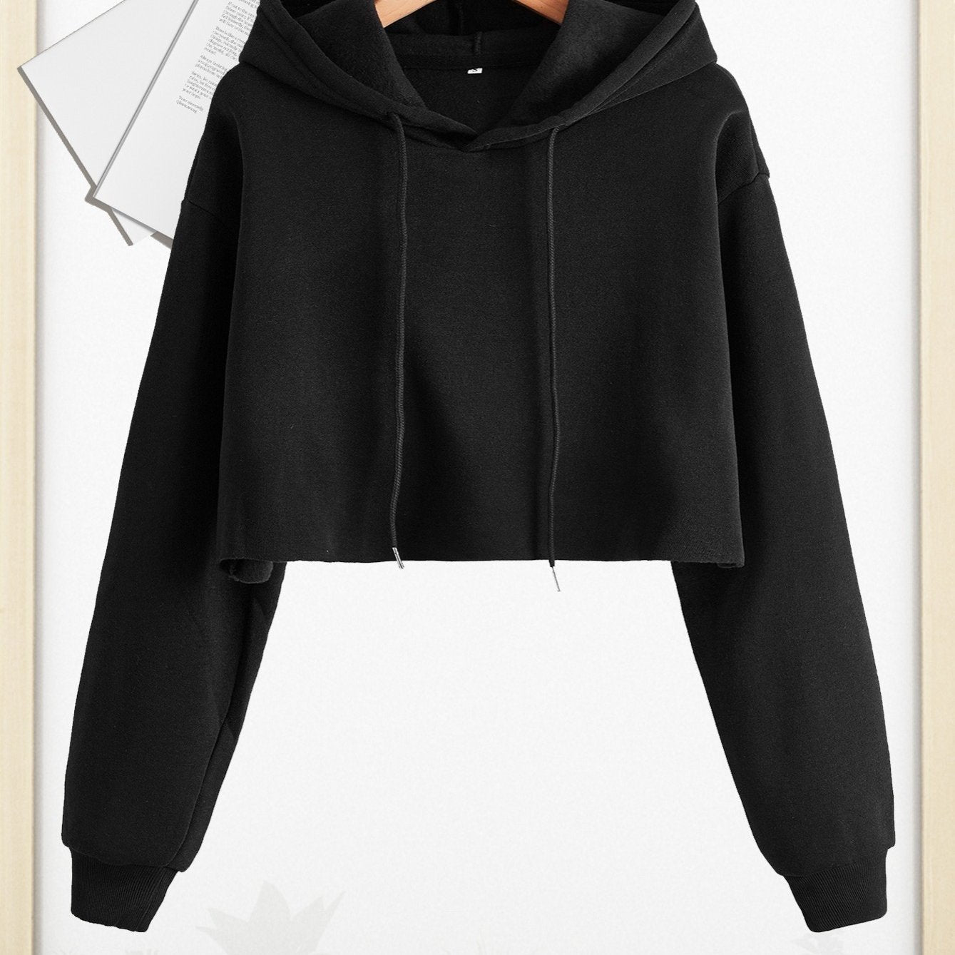 gbolsosWomen Pullover Cropped Hoodies, Long Sleeves Sweatshirts, Casual Basic Hooded Top