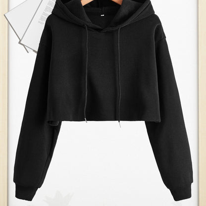 gbolsosWomen Pullover Cropped Hoodies, Long Sleeves Sweatshirts, Casual Basic Hooded Top