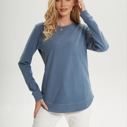 gbolsosWomen's Crew Neck Sweatshirts, Long Sleeve Casual Sports Loose Pullover Shirts With Curved Hem, Women's Clothing