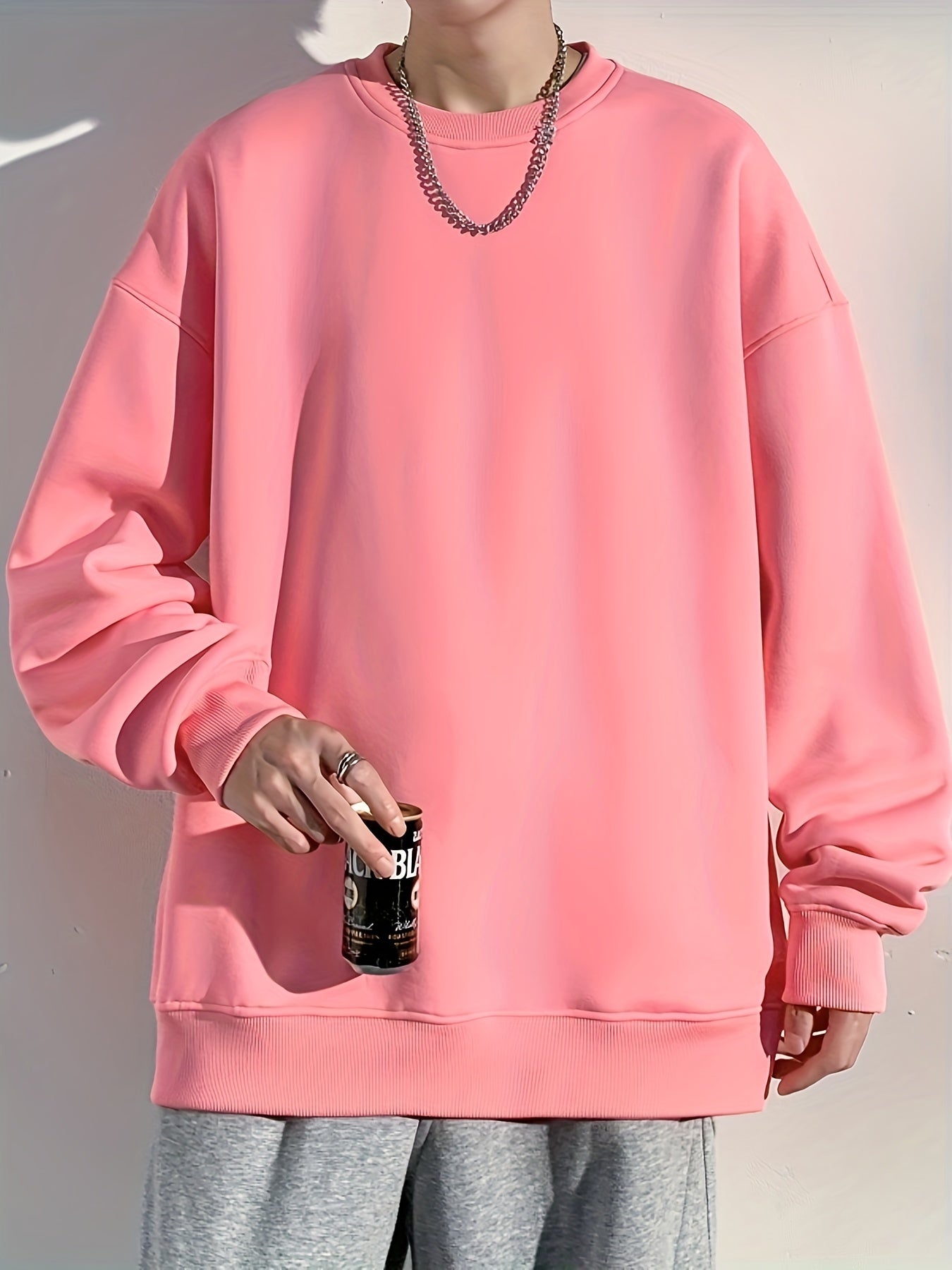 gbolsos Men's Crew Neck Sweatshirt Pullover For Men Solid Sweatshirts For Spring Fall Long Sleeve Tops