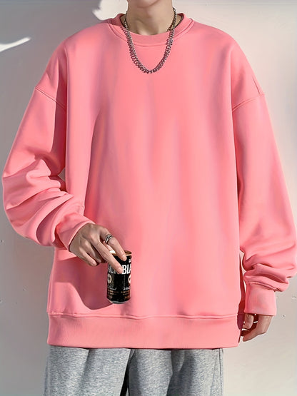 gbolsos Men's Crew Neck Sweatshirt Pullover For Men Solid Sweatshirts For Spring Fall Long Sleeve Tops