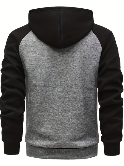 gbolsos  Men's Hooded Sweatshirt Casual Loose Raglan Sleeves Zip Up Hoodie