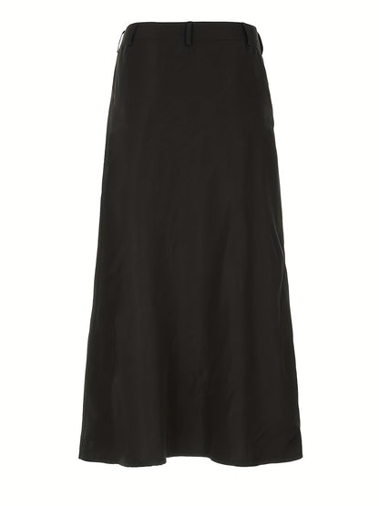 gbolsos  Studded Flap Pocket Split Cargo Skirt, Y2K High Waist Loose Maxi Skirt, Women's Clothing