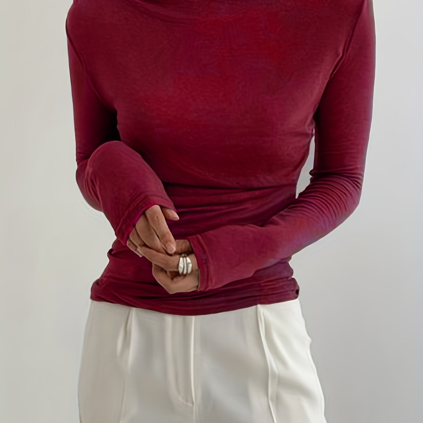 gbolsos  Solid Boat Neck T-Shirt, Casual Long Sleeve Top For Spring & Fall, Women's Clothing