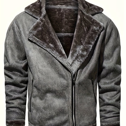 gbolsos  Men's Pu Jacket, Chic Faux Leather Jacket For Fall Winter