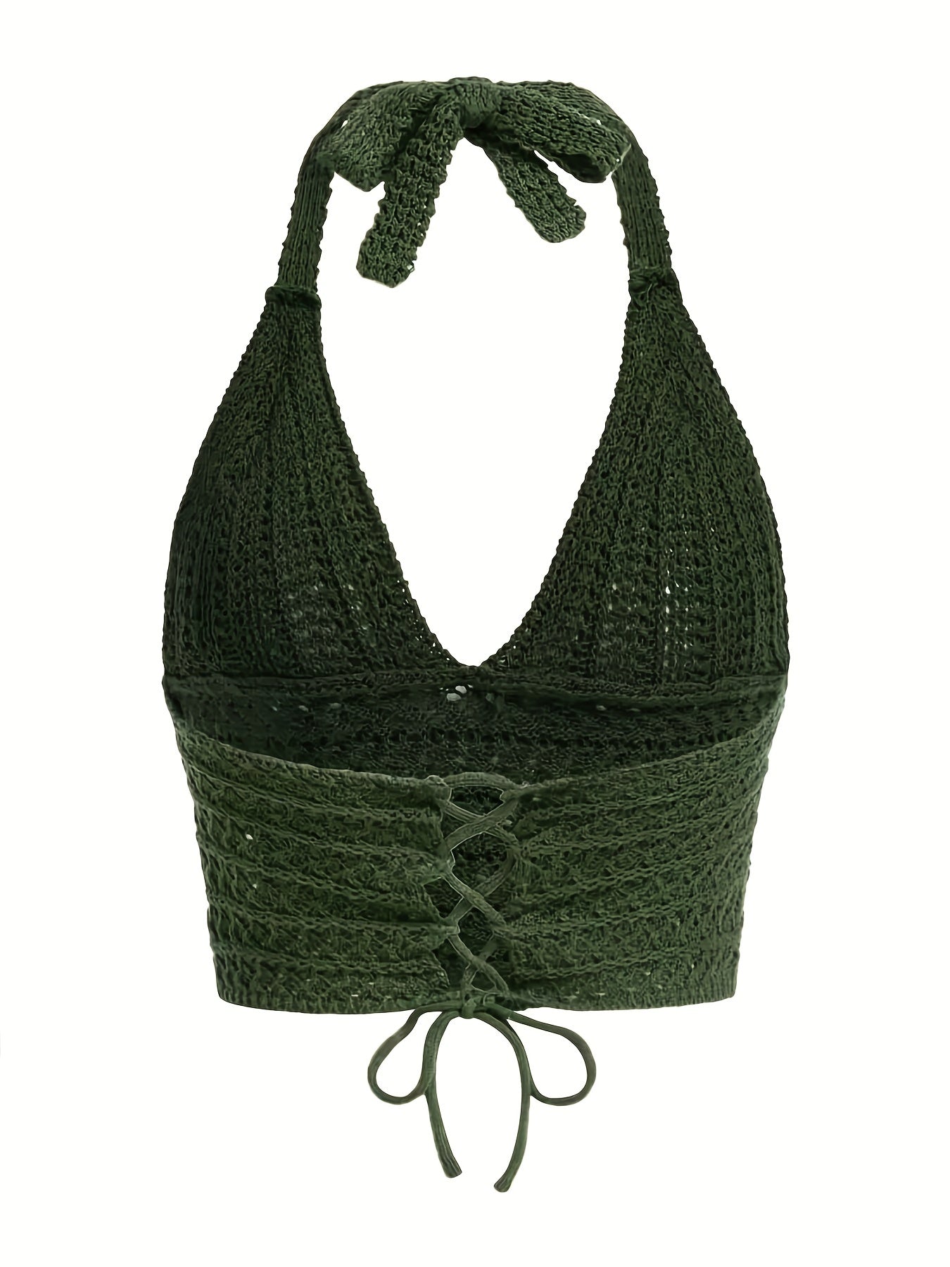 gbolsos   Y2K Crop Sweater Bralette, Halter Neck Casual Sweater, Women's Clothing