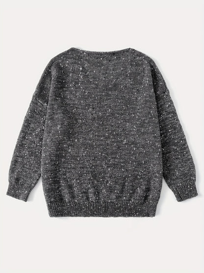 gbolsos  Long Sleeve Drop Shoulder Sweater, Loose Casual Sweater, Women's Clothing